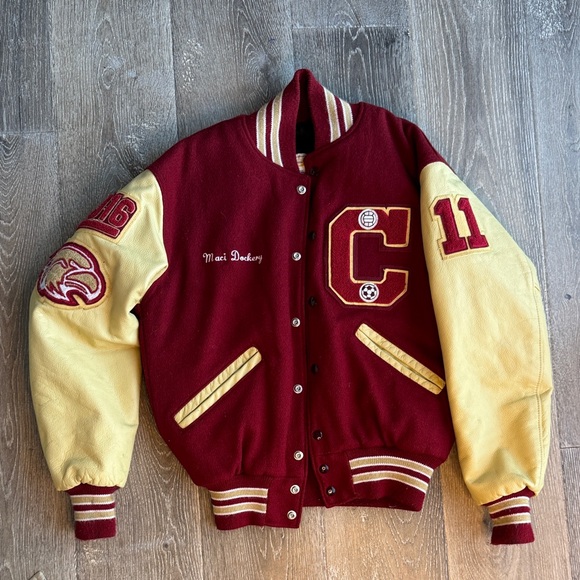 Jostens Jackets & Blazers - Maroon and Yellow Varsity Jacket AS